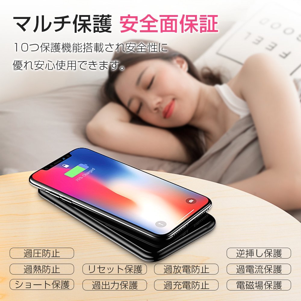 新品　モバイルバッテリー Qi ワイヤレス充電 10000mAh 急速充電 無線充電器 2 USBポート 置くだけ充電 スタンド機能付 F0040_7