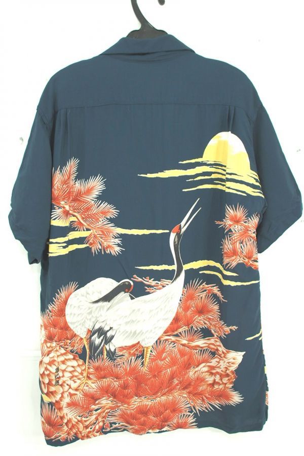 D1-654 美品☆ DENIME ドゥニーム 怒仁無 HAND PRINT 和柄 鶴 月