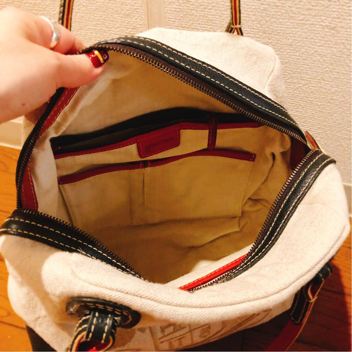 genten ゲンテン Pasciona パッショーナ☆リネン&レザーバッグ 