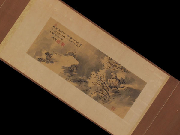 真作】与謝蕪村【雪景山水図】◇紙本◇合箱◇掛軸 y04076 【公式通販】