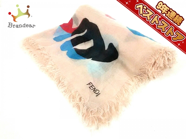 フェンディ FENDI マフラー ストール(ショール) カシミヤ×シルク ピンク×マルチ ロゴ柄 FENDI フェンディ ストール FF ズッカ ショール
