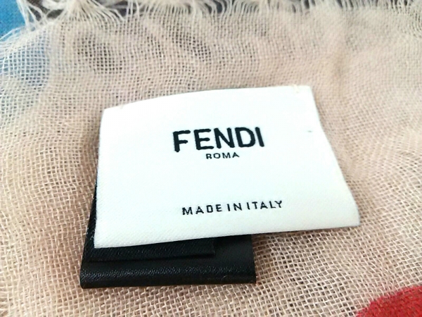 フェンディ FENDI マフラー ストール(ショール) カシミヤ×シルク ピンク×マルチ ロゴ柄 FENDI フェンディ ストール FF ズッカ ショール