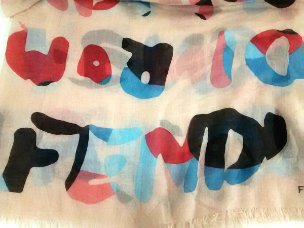 フェンディ FENDI マフラー ストール(ショール) カシミヤ×シルク ピンク×マルチ ロゴ柄 FENDI フェンディ ストール FF ズッカ ショール