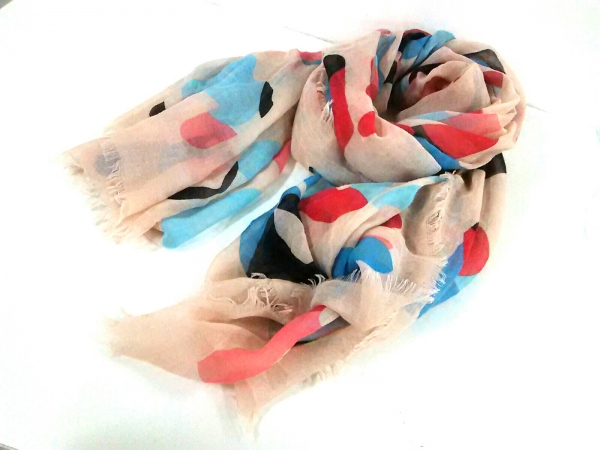 フェンディ FENDI マフラー ストール(ショール) カシミヤ×シルク ピンク×マルチ ロゴ柄 FENDI フェンディ ストール FF ズッカ ショール