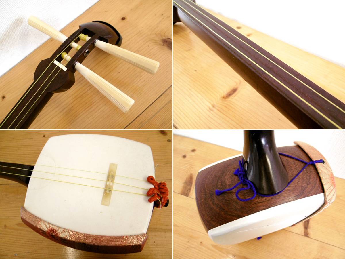 胡弓（紅木棹） 希少】紅木 胡弓 トチ 和胡弓 2)三味線 中棹 紅木トチ入り