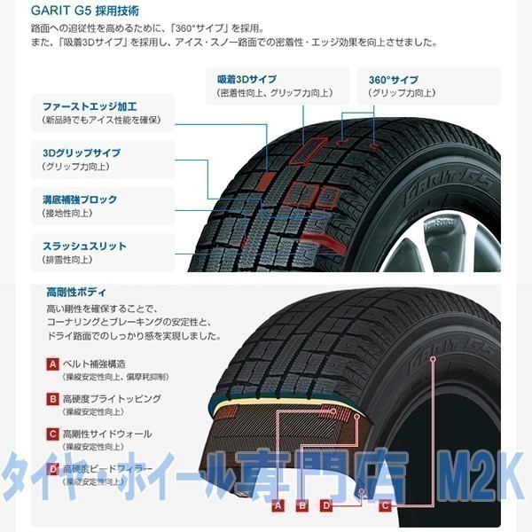 トーヨー ガリット G5 スタッドレスタイヤ 4本 業販 ホイール StaG 15