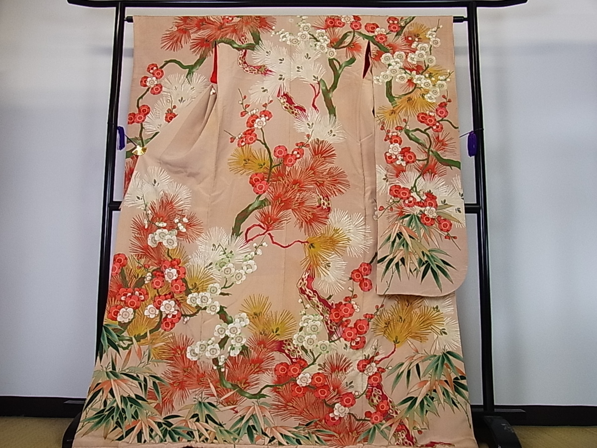 最落無し！【中古良品】辻が花振袖 吉乃一廉作 正絹 成人式 ピンク