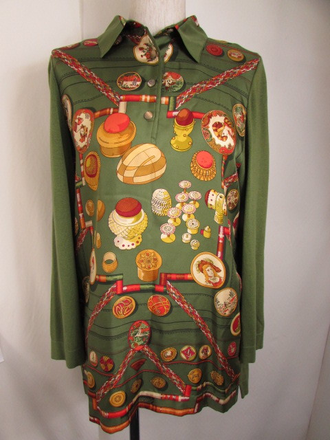 【送料無料，正規品】 SR-4 HERMES エルメス コットン＆シルクニット カットソー スカーフ柄 サイズL イタリア製 Made In ITALY(長袖カットソー)｜売買されたオークション情報、yahooの商品情報をアーカイブ公開 - オーク 女性用