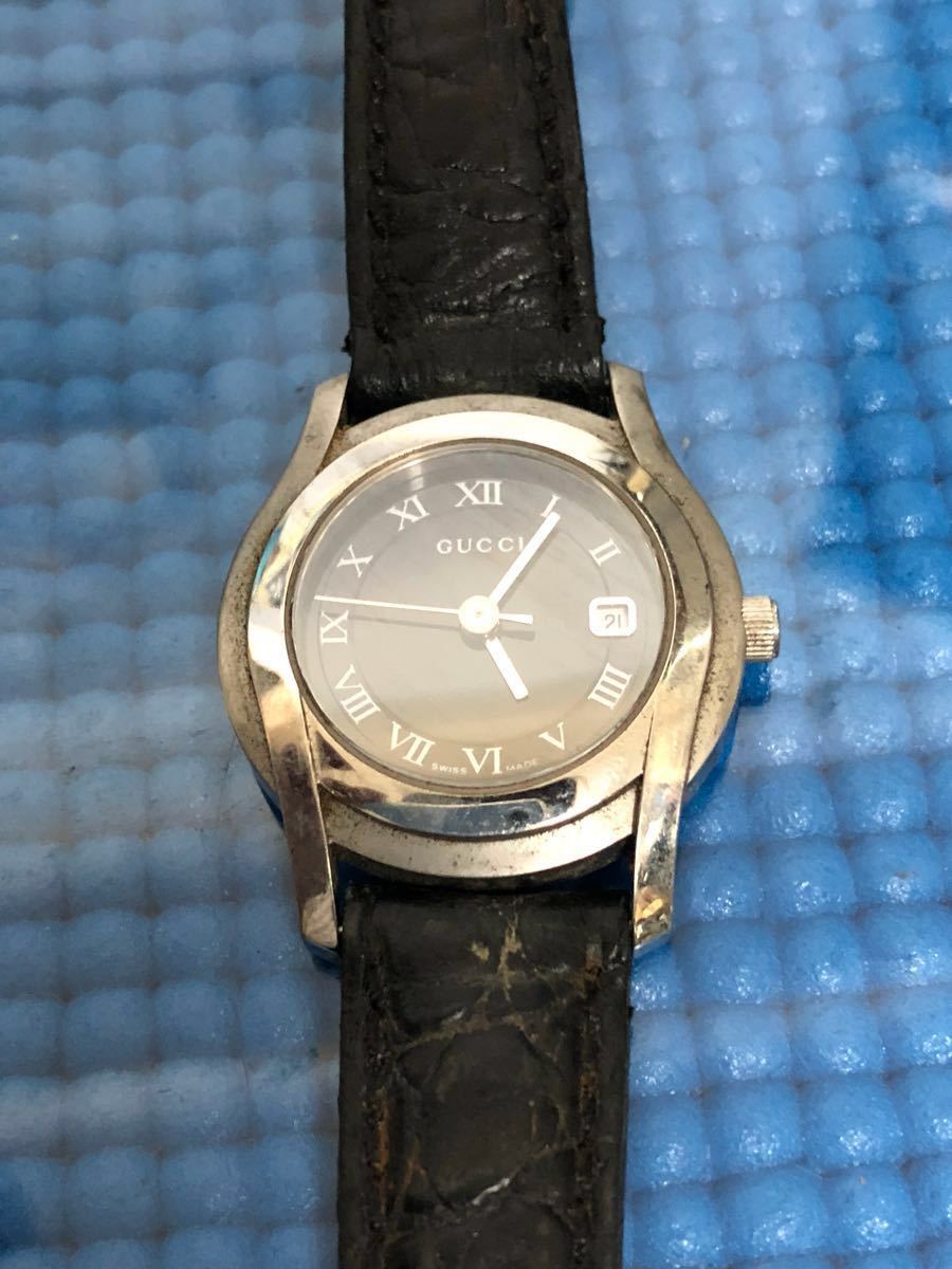 グッチ GUCCI 腕時計 5500L レディース クォーツ 3針 デイト 文字盤黒