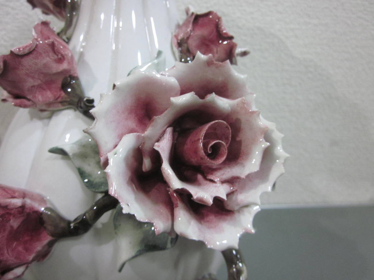CERTIFICATO DI GARANZIA 花瓶 イタリア製 バラ 陶器 インテリア(花瓶 