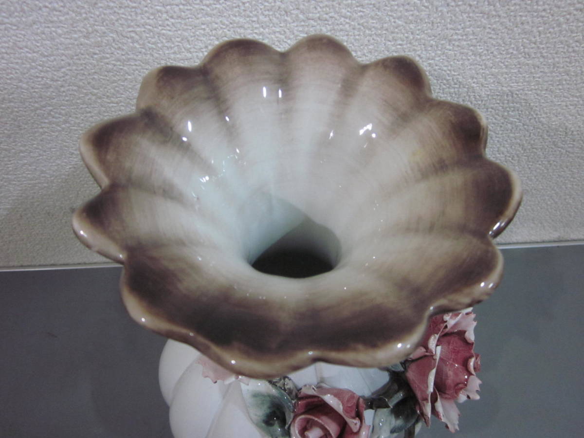 CERTIFICATO DI GARANZIA 花瓶 イタリア製 バラ 陶器 インテリア(花瓶 