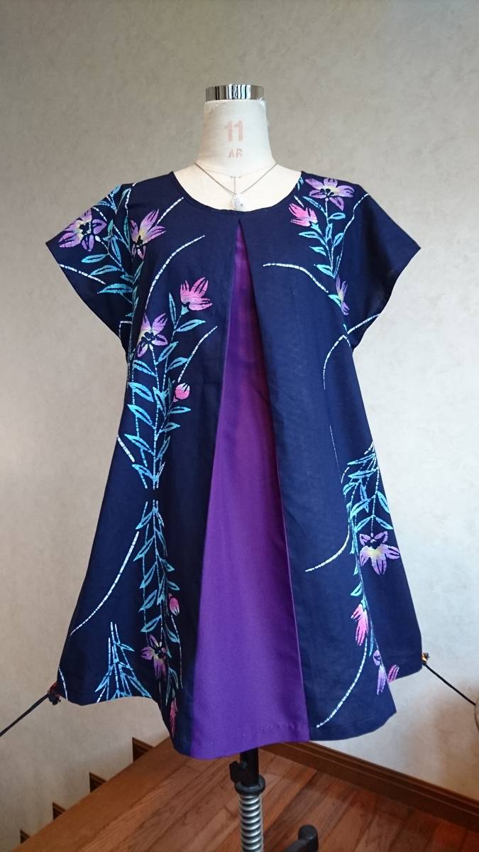 大得価，本物保証 着物リメイク ゆったり Aライン チュニック 紫の花柄 浴衣からハンドメイド 大きいサイズの方にも(女性用)｜売買されたオークション情報、yahooの商品情報をアーカイブ公開 - オークファン その他