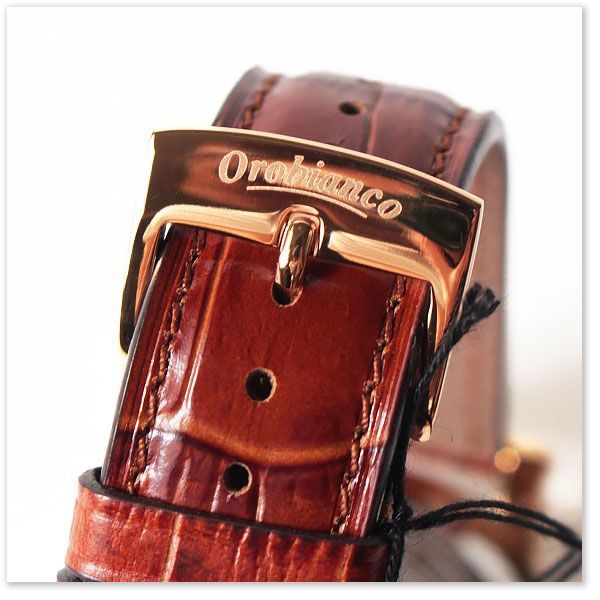 【新品】Orobianco 正規品 メンズ クォーツ腕時計 /イタリア製レザー革ベルト 茶 / 定価23，000円 / RAGGIO / 箱付 / オロビアンコ / B0626