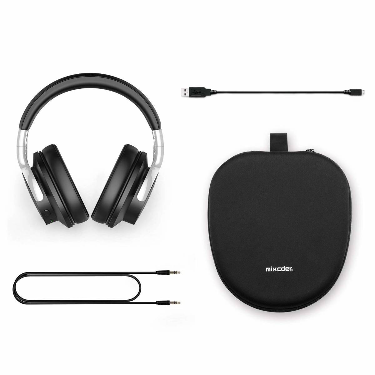 Mixcder E7 ノイズキャンセリング Bluetooth ヘッドホン 密閉型 高音質 ケーブル着脱式 20時間再生 マイク付き ハンズフリー通話可能