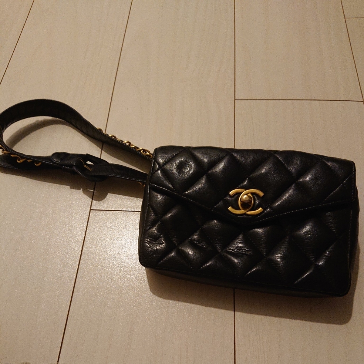 CHANEL シャネル ウエストポーチ マトラッセ ウエストバッグ ブラック 