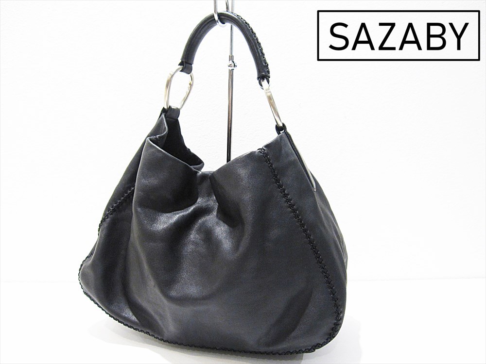◇送料無料◇良品 SAZABY サザビー 「 エートート」定番 黒 レザー 本 