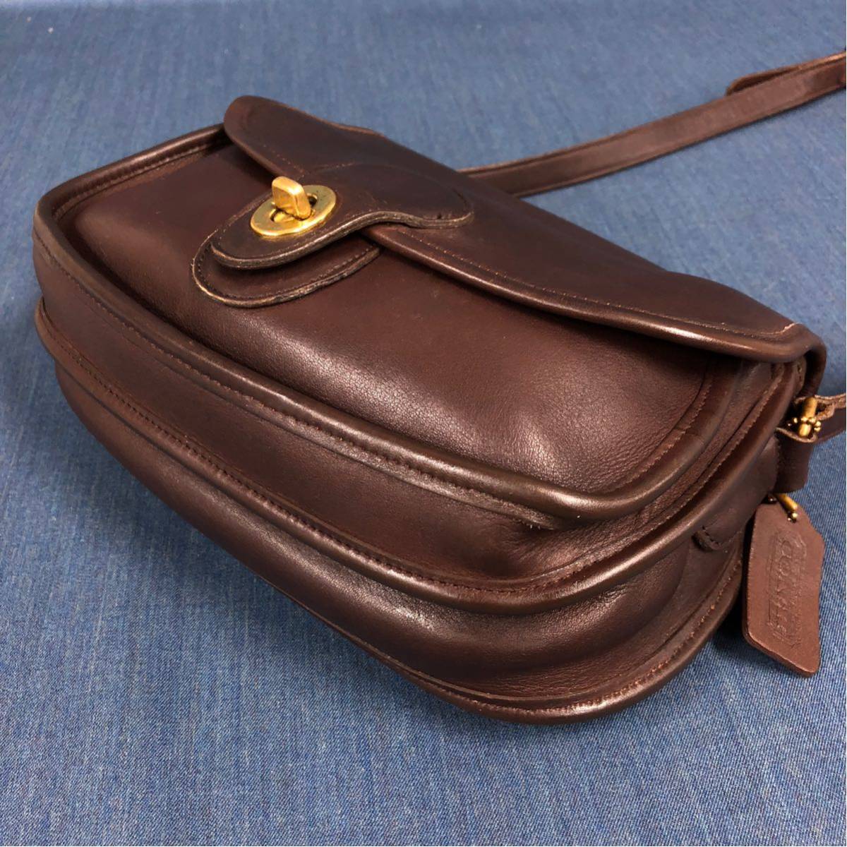 美品 COACH オールドコーチ レザー ショルダーバッグ ダークブラウン 