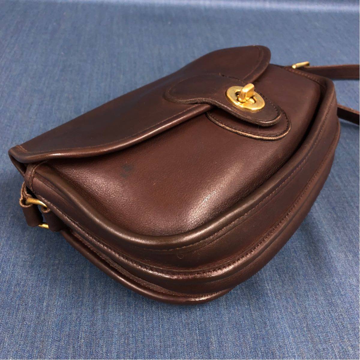 美品 COACH オールドコーチ レザー ショルダーバッグ ダークブラウン 