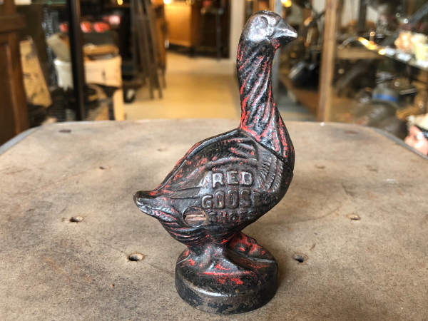 ヴィンテージ RED GOOSE SHOES コインバンク 貯金箱 アイアン / コレクタブル オブジェ ノベルティー アヒル 鉄 鋳物 靴 企業物 販促