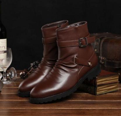 秋冬 メンズ トレンド 本革 カジュアル ショート ブーツ BO3045 コーヒー サイズ 24.5cm