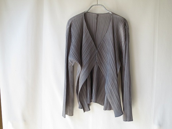 プリーツプリーズ カーディガン グレー PLEATS PLEASEイッセイミヤケ