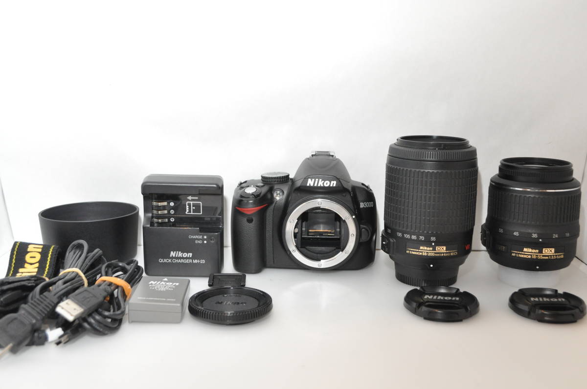  実用品 ニコン NIKON D3000 ＆ 18-55mm 55-200mm W ダブル レンズキット 184(ニコン)｜売買されたオークション情報、yahooの商品情報をアーカイブ公開 - オークファン ニコン