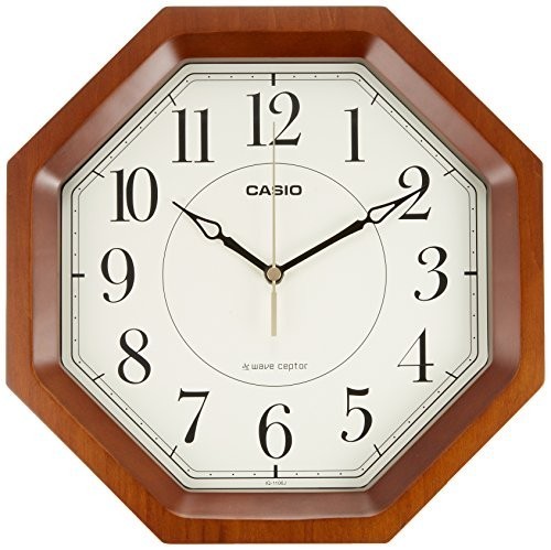 カシオ シンプルデザイン電波アナログクロック 濃茶木 壁掛け 時計 インテリア 小物_1