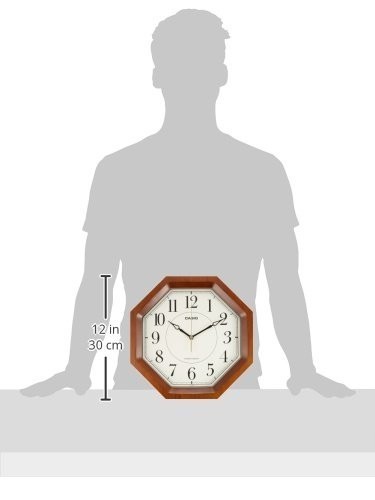 カシオ シンプルデザイン電波アナログクロック 濃茶木 壁掛け 時計 インテリア 小物_3