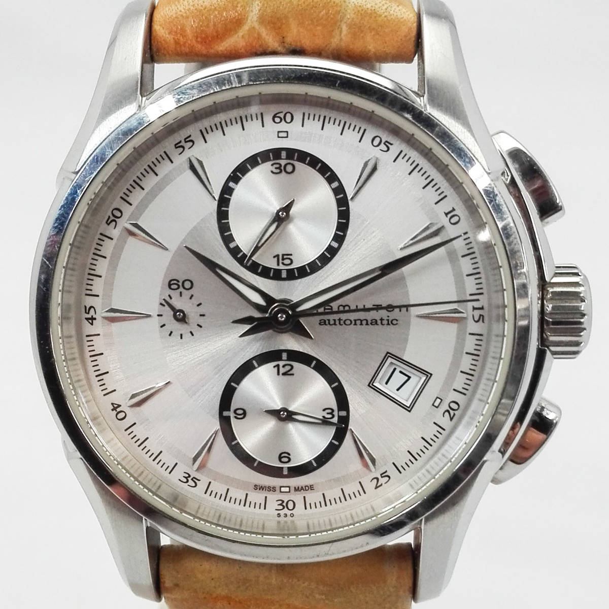 ジャンク HAMILTON ハミルトン ジャズマスター H326160 シルバー 革 