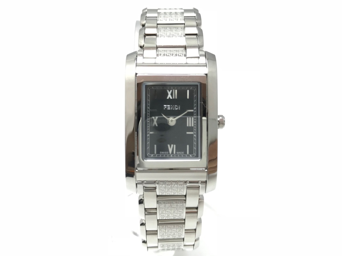 FENDI フェンディ 腕時計 021-7600L-209 ループ 黒 ブラック SAPPHIRE CRYSTAL REGISTERED MODEL SS ステンレス 付属品有 不動 ジャンク品