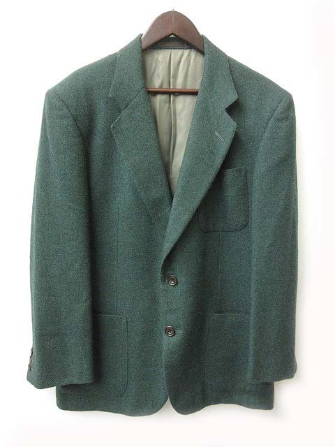 バーバリーズ Burberrys テーラード BURBERRYS 紺タグ&frasl;ドイツ製&frasl;テーラードジャケット 2B バーバリーズ Burberrys ジャケット テーラード ウール 2B 2ボタン 総裏地 M 緑 グリーン 美品 秋冬 メンズ