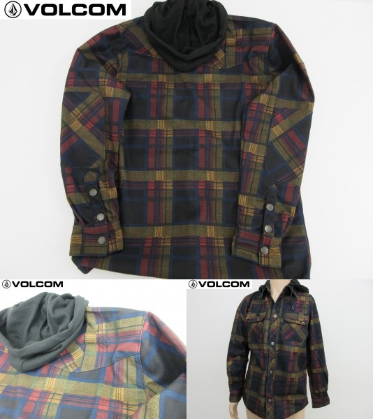 【新品】値下げ　VOLCOM スノボージャケット フード付き　黄チェック　M_3
