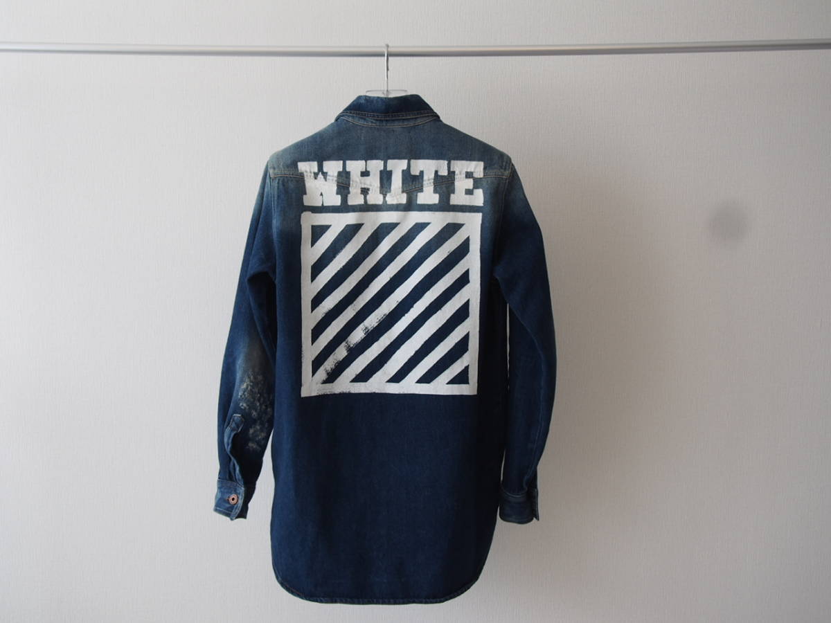 美品 OFF WHITE 16AW BRUSHED DENIM SHIRT size XXS オフホワイト