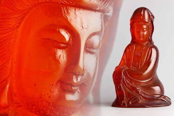 【可】中国美術 琥珀 観音像 仏像 初荷 骨董 古玩 古美術品 古道具