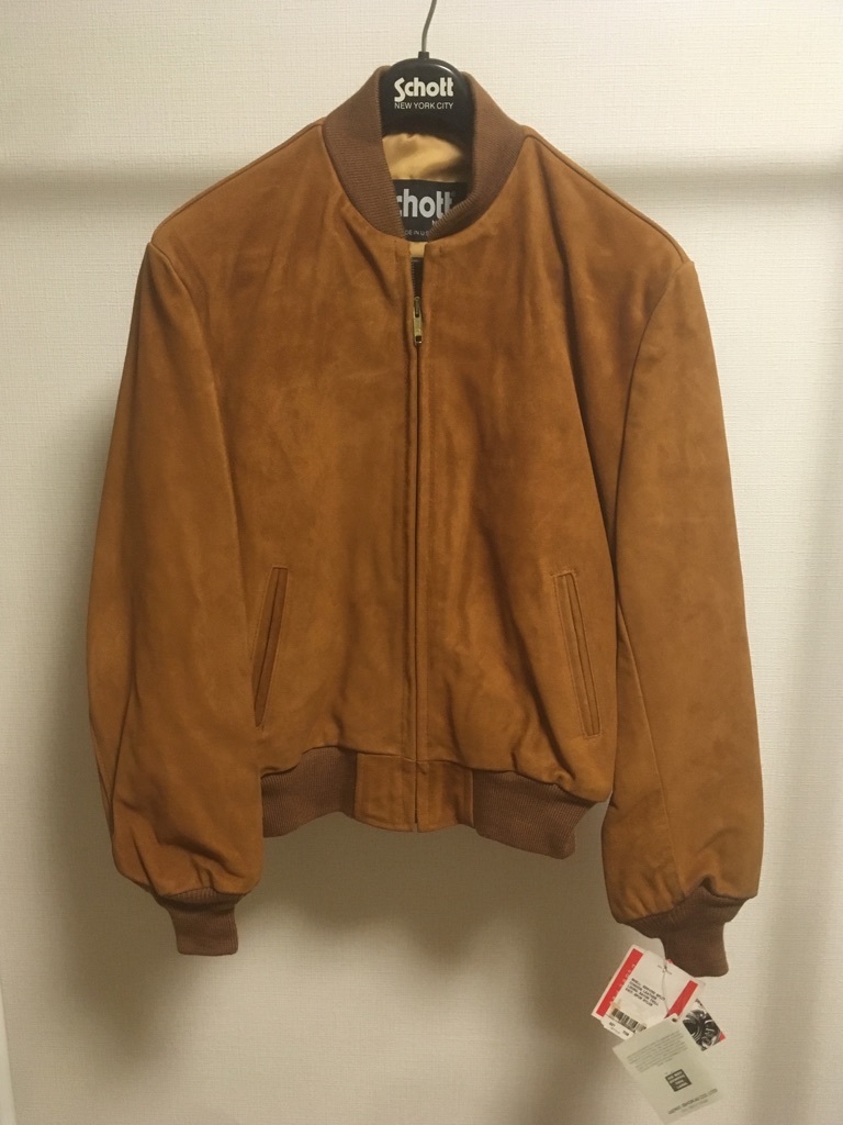 90s デッドストック Schott レザー スエード ブルゾンジャケット 42