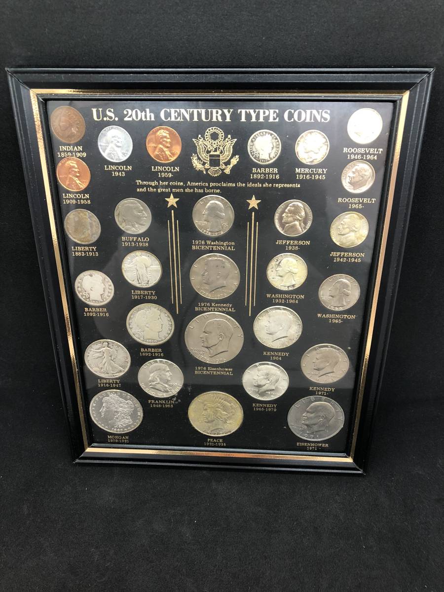 1478 US 20th CENTURY TYPE COINS 28種 USA 記念貨幣 アメリカ コインセット リバティ 額縁付