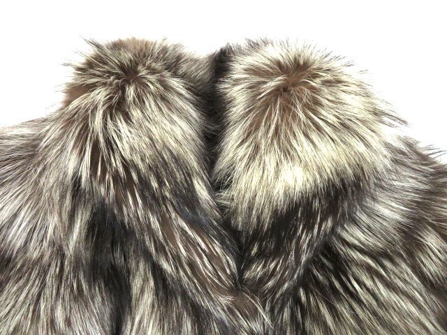 美品▽FOX シルバーフォックス 裾ラウンドデザイン 本毛皮 コート