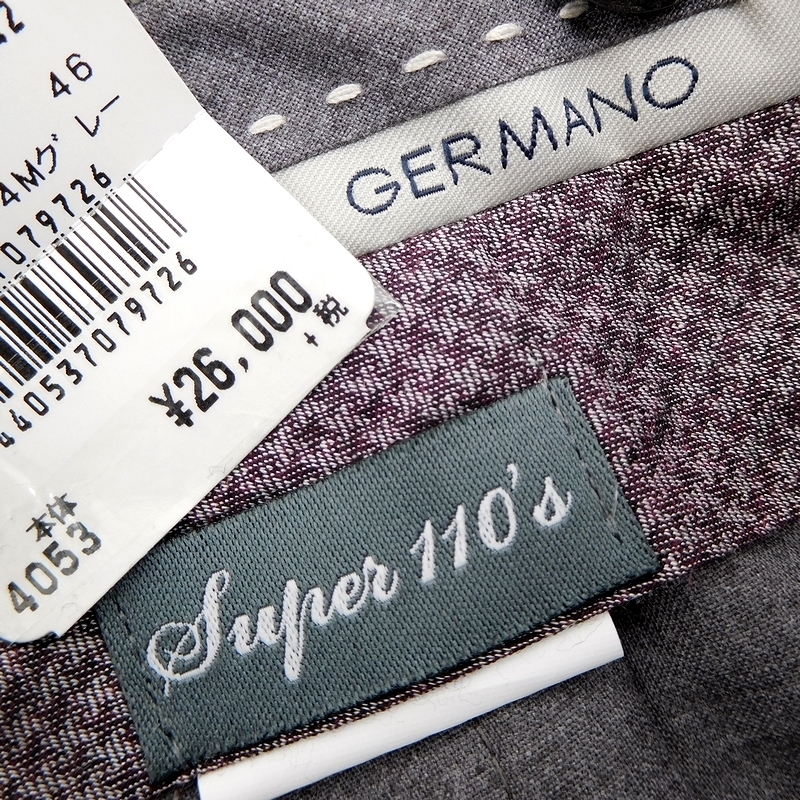 【三越伊勢丹取扱 Super110’S 定価2.8万 伊製】GERMANO ジェルマーノ ツータック 千鳥柄 フランネルウール パンツ スラックス 42 / a118_ ジェルマーノ GERMANO フランネルの通販 ガーメントダイ リネン ベルト