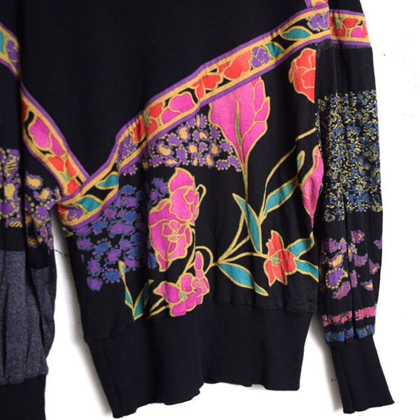 LEONARD レオナール ウール×シルク 花柄 ハイネック ニット M