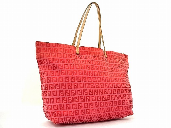 1円 □美品□ FENDI フェンディ ズッカ柄 ナイロンキャンバス×レザー