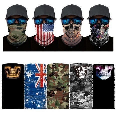 F442 【1円～】 【新品未使用】 パンクスカルバンダナ バイク オートバイネックフェイスマスク ヘルメットヘッドバンド マジックスカーフ_1