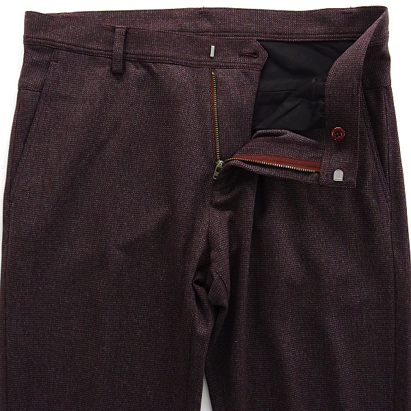 新品1.9万 カルバンクライン ワープニットパンツ32(L)暗赤★P26459 Calvin Klein スリム テーパード メンズ オンワード樫山