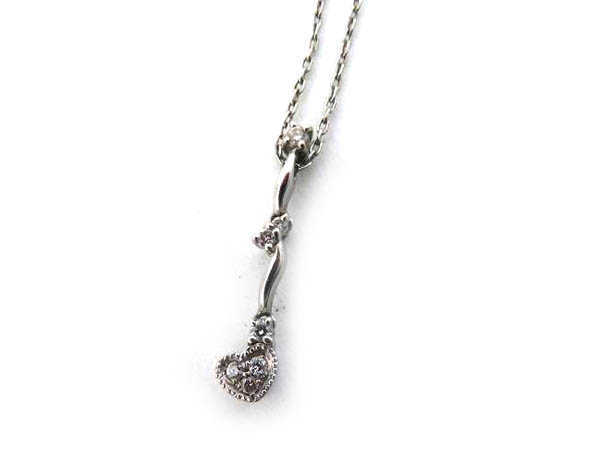 1円 スタージュエリー Pt950 × ダイヤモンド 計0.08ct ハート ネックレス AB701