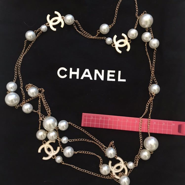 新品未使用 CHANEL パール ネックレス 白 シャネル パロディ 