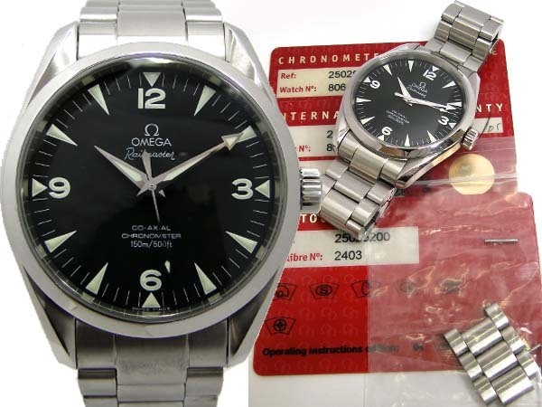 本物 OMEGA オメガ シーマスター アクアテラ レイルマスター 