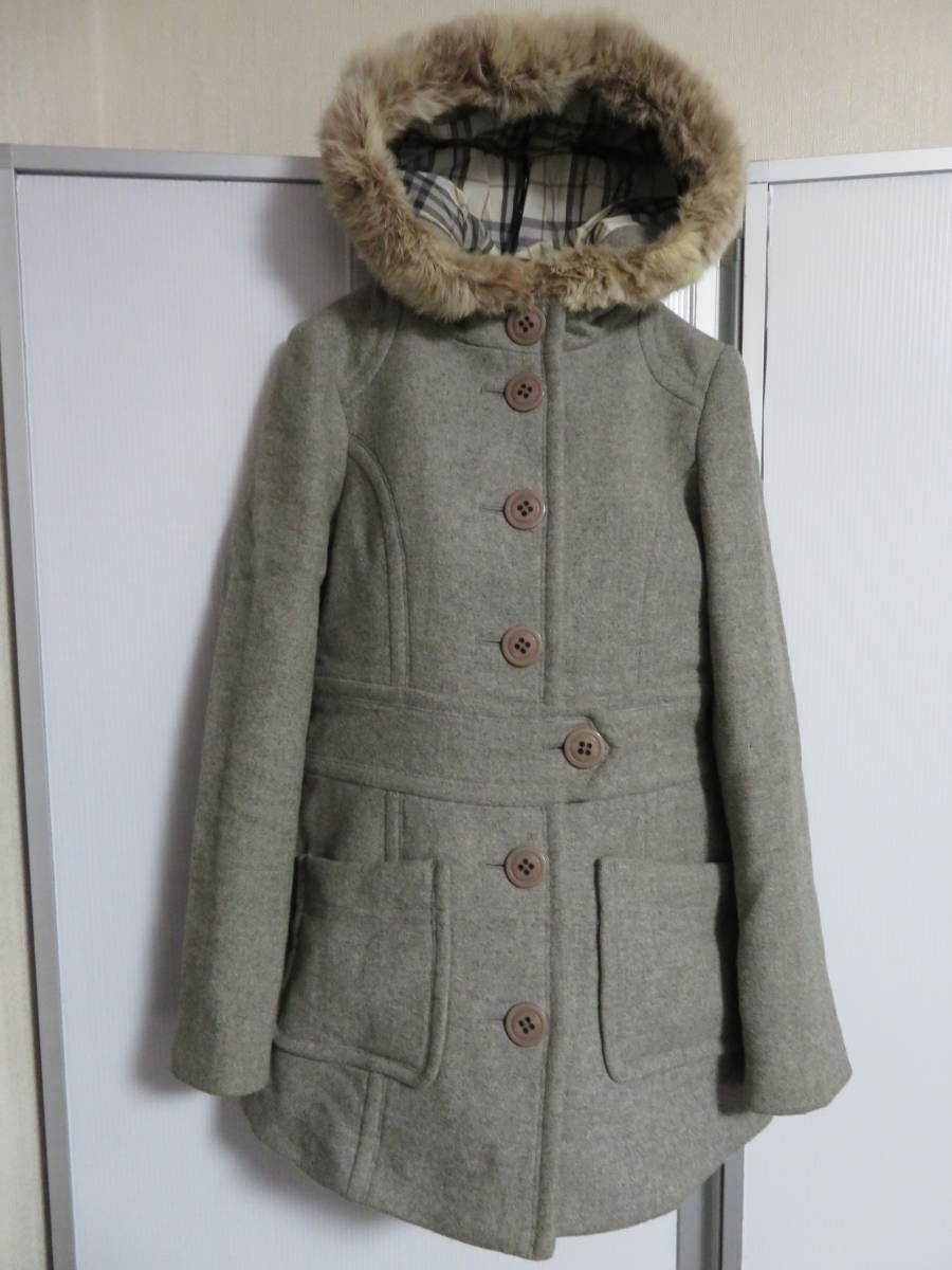 BURBERRY BLUE LABEL ファー付きコート 36(グレー） BLUE 
