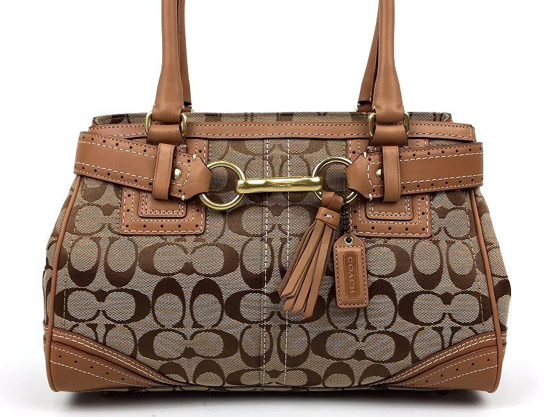 COACH コーチ ハンプトンズ シグネチャー＆レザー キャリーオール 