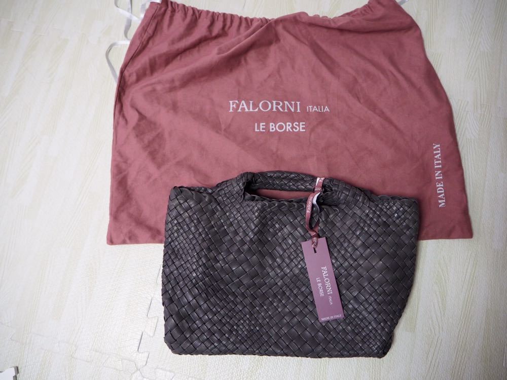 FALORNI 新品未使用 ファロルニ レザートートバッグ グレー F1599