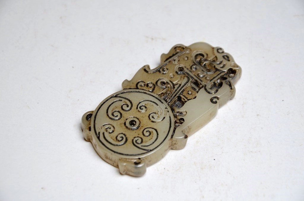 清時代天然石 新疆和田玉手彫り 古玩 美術品 お守り 収蔵 送料180円