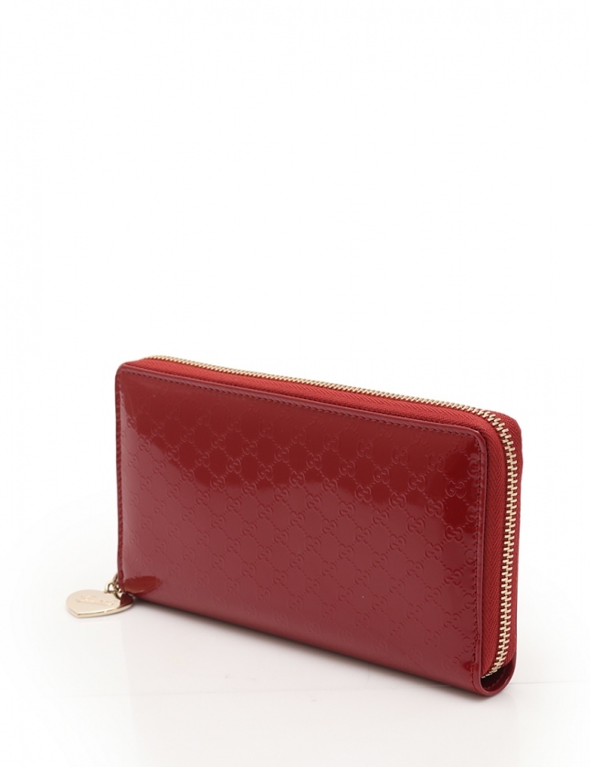 GUCCI グッチ GUCCI ラウンドファスナー長財布 マイクログッチシマ 赤